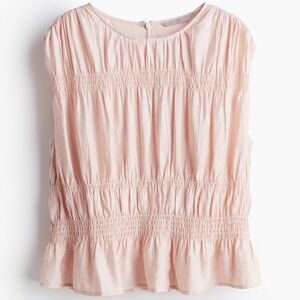 H&M shirred sleeveless pale pink top